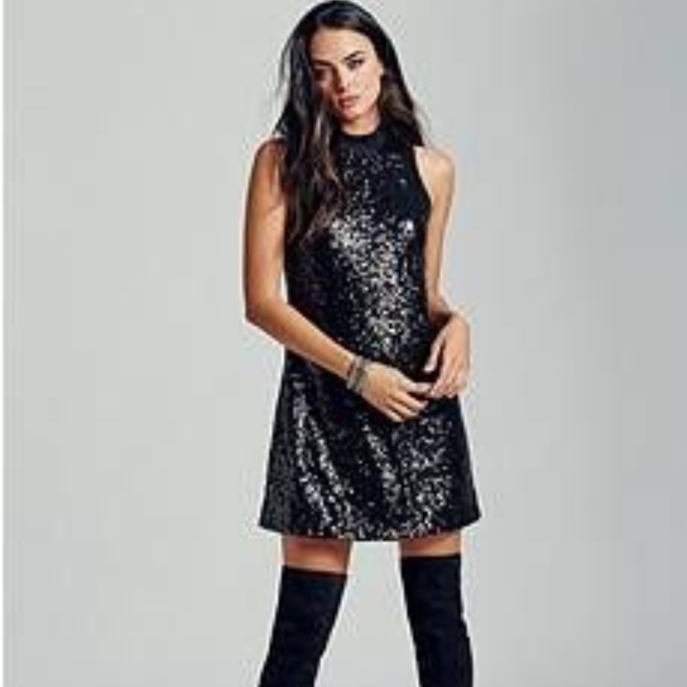 GUESS SEQUIN BLACK DRESS